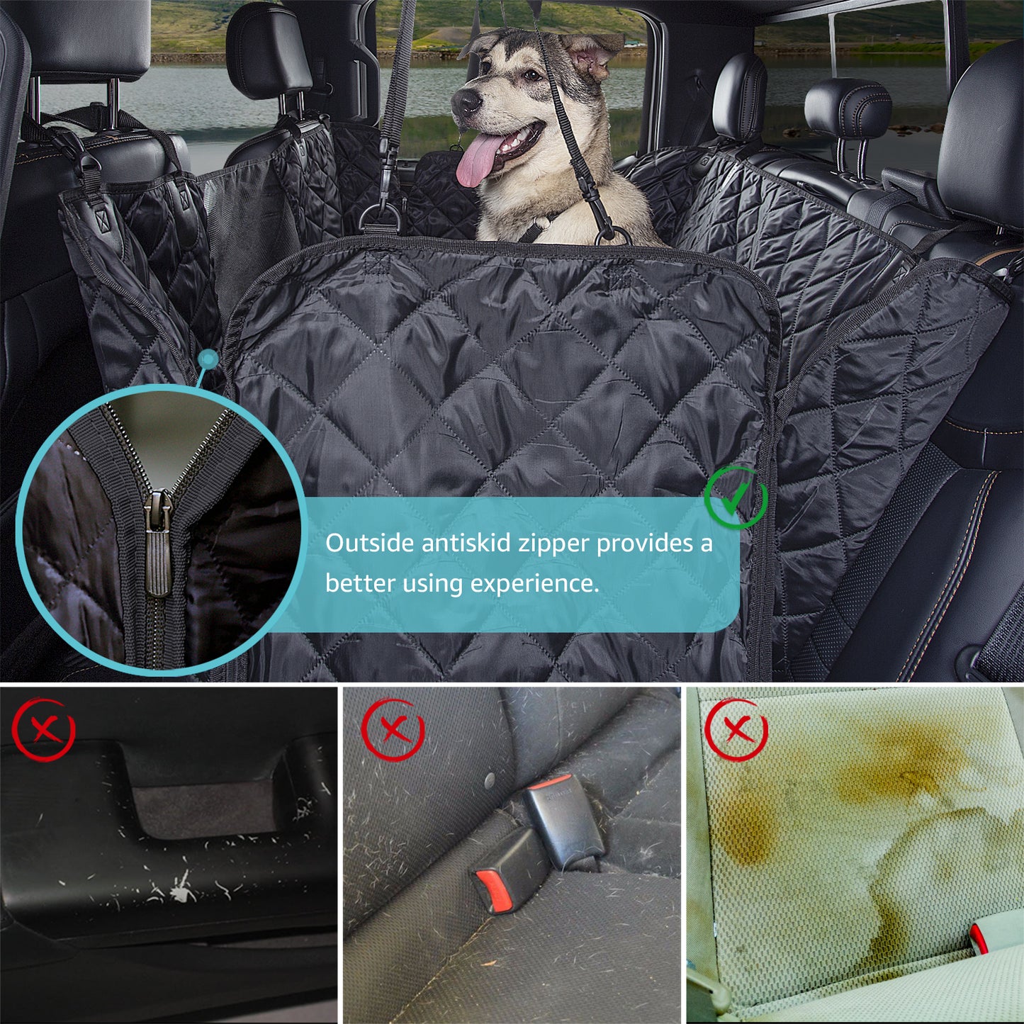 Comwish Dog Seat Cover for Truck with Mesh Window