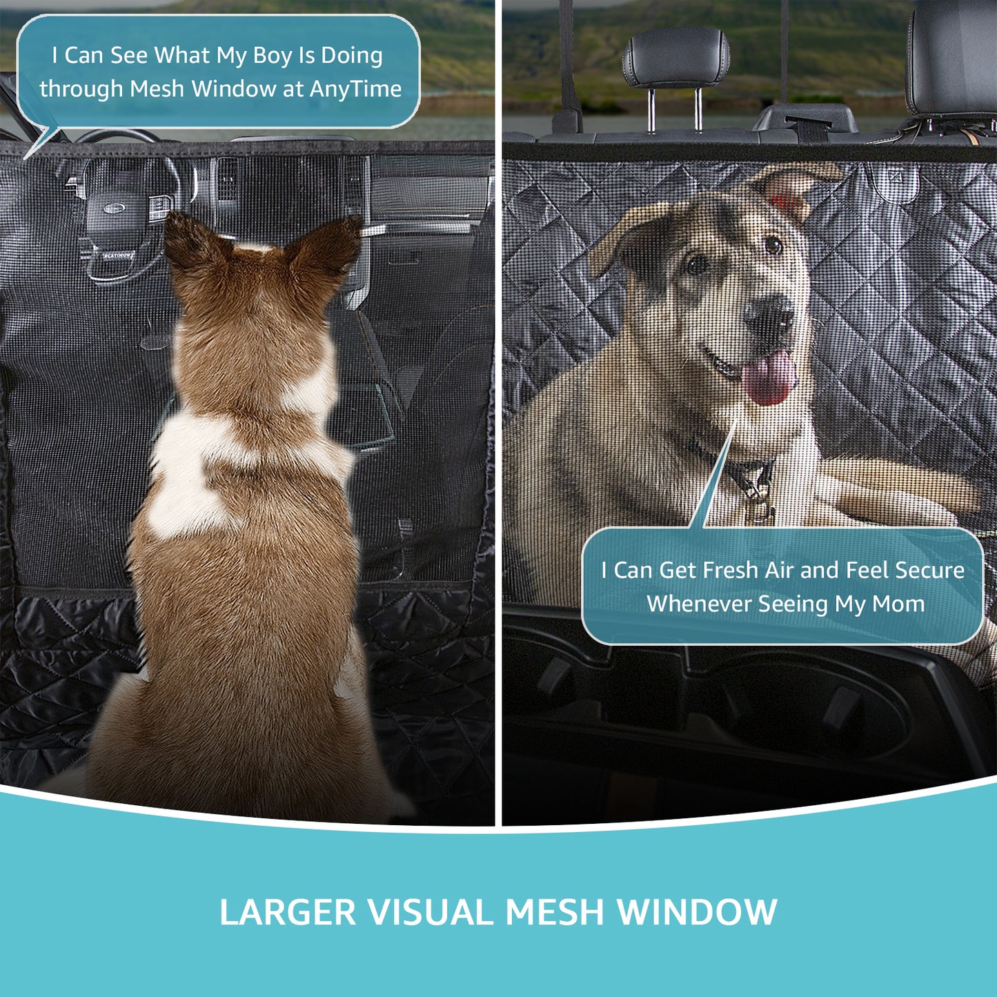 Comwish Dog Seat Cover for Truck with Mesh Window