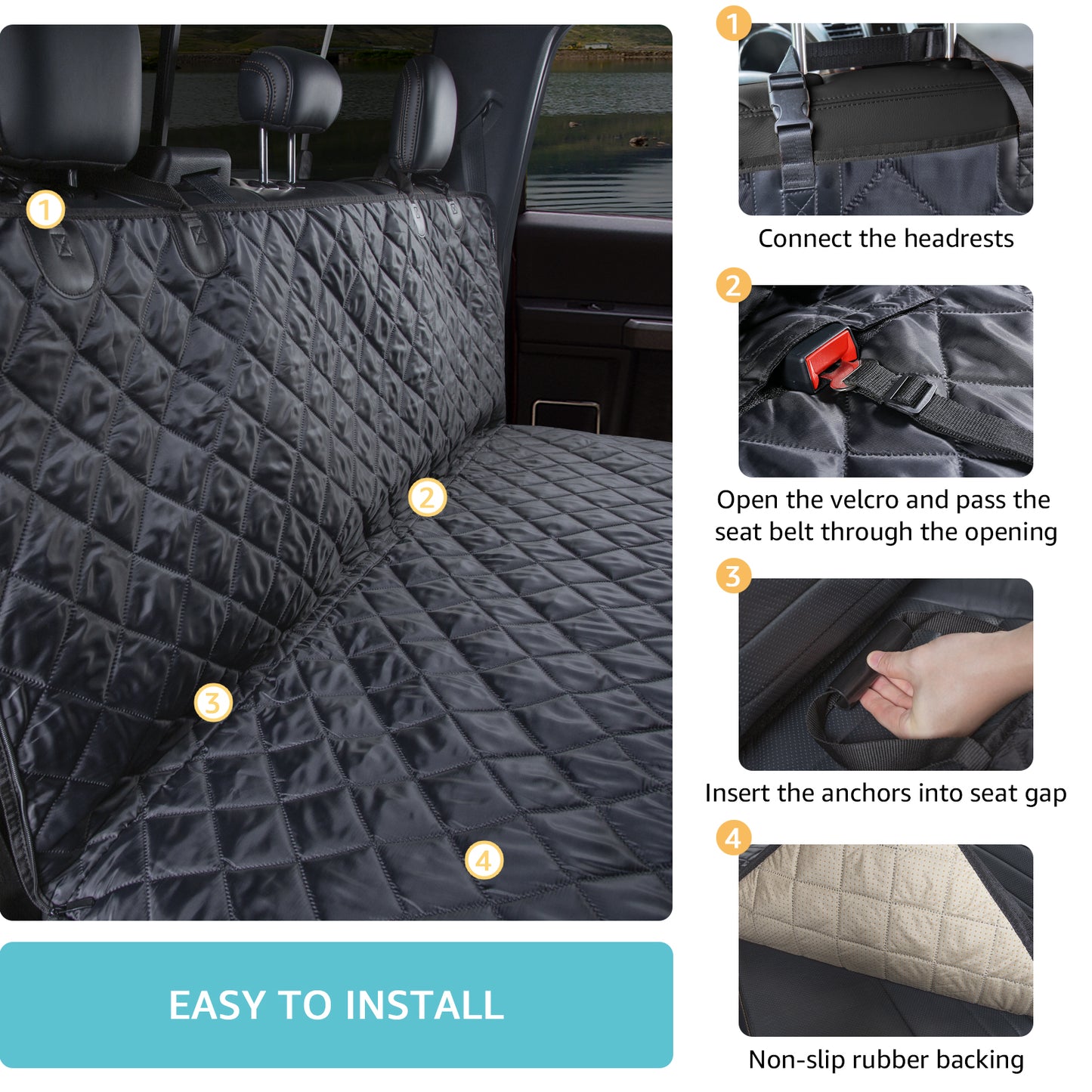 Comwish Dog Seat Cover for Truck with Mesh Window